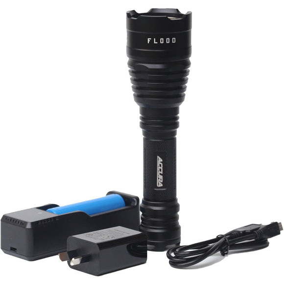 Accura Flood LED Torch 1000 LM battery & Charger Spot Flood 5000K warm-Jacobs Digital