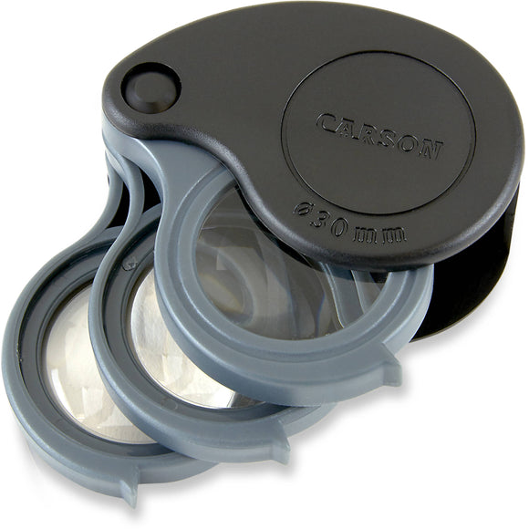 Carson TriView 5x/10x/15x Folding Loupe with Built-In Case Magnifier - Jacobs Digital