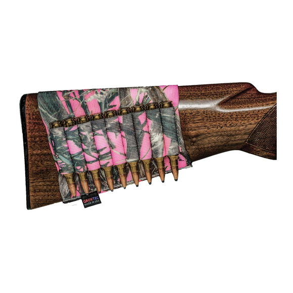 Grovtec Buttstock Cartridge Shell Holder Shotgun Open Style (TrueTimber Pink Camo)