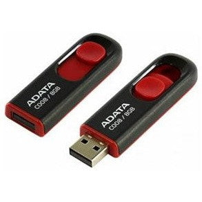 ADATA C008 Retractable USB 2.0 16GB Black/RedFlash Drive-Jacobs Digital