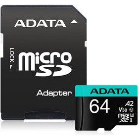 ADATA Premier Pro microSDXC UHS-I U3 A2 V30 Card with Adapter 64GB-Jacobs Digital