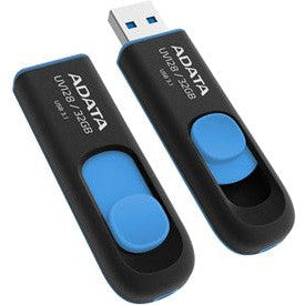 ADATA UV128 Dashdrive Retractable USB 3.1 32GB Blue/Black Flash Drive-Jacobs Digital