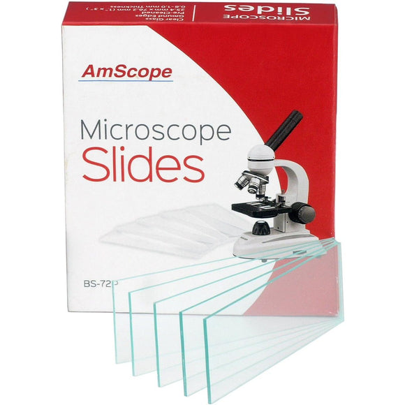 AmScope 72 Pre-Cleaned Blank Microscope Slides With Ground Edges-Jacobs Digital