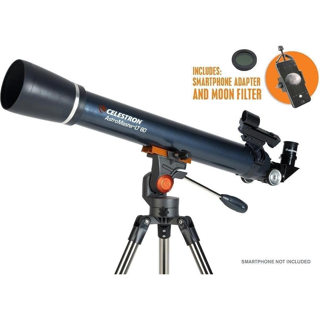 Celestron Astromaster LT 60AZ Telescope w/ Phone adapter & Moon Filter