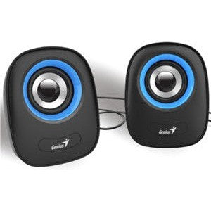 Genius SP-Q160 Black USB Powered Mini Speakers - Black/Blue-Jacobs Digital