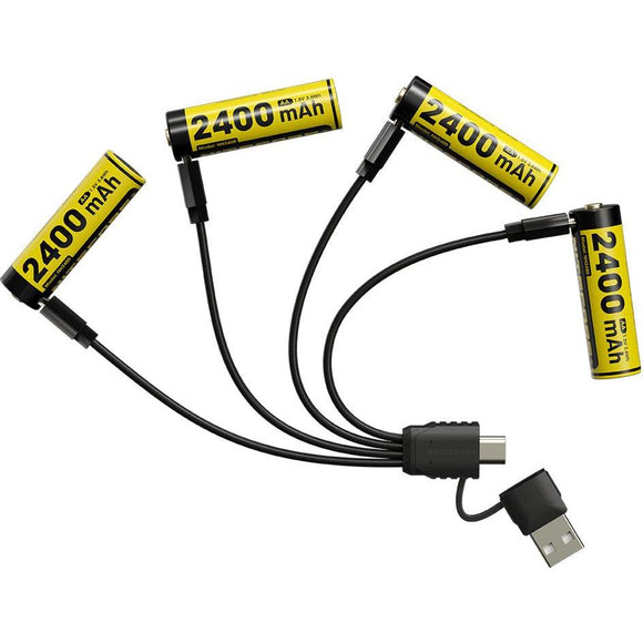 Nitecore Li-ion Rechargeable Aa Battery 2400mah 1.5v 4 Pack Kit - Jacobs Digital