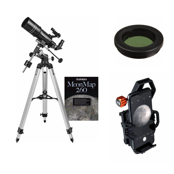 Orion Observer 80ST EQ Refractor Telescope w/ Moon Filter & NEXGO Bundle - Jacobs Digital