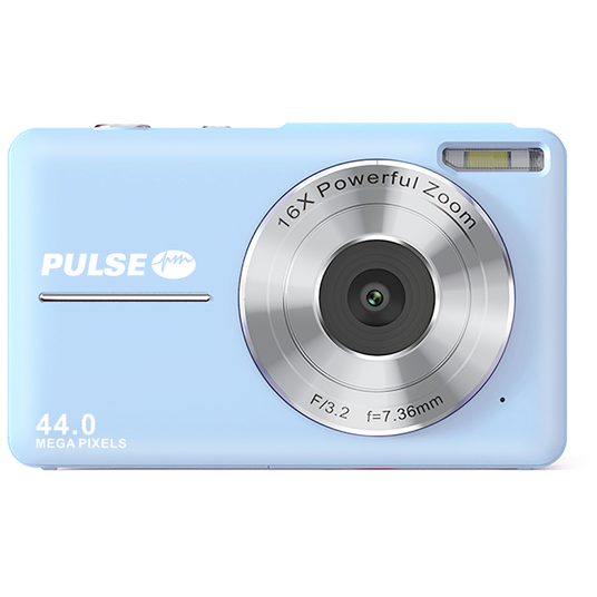 PULSE 16X Digital Zoom Compact Camera - Blue- Includes 32gb Memory Card - Jacobs Digital