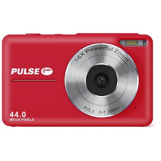 PULSE 16X Digital Zoom Compact Camera - Red- Includes 32gb Memory Card - Jacobs Digital