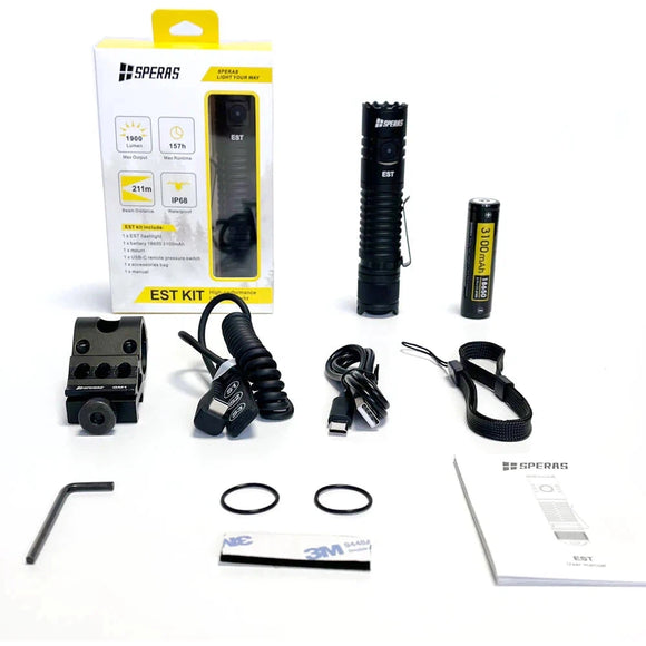 SPERAS EST 1900lm 211m USB-C Rechargeable Tactical Flashlight-Jacobs Digital