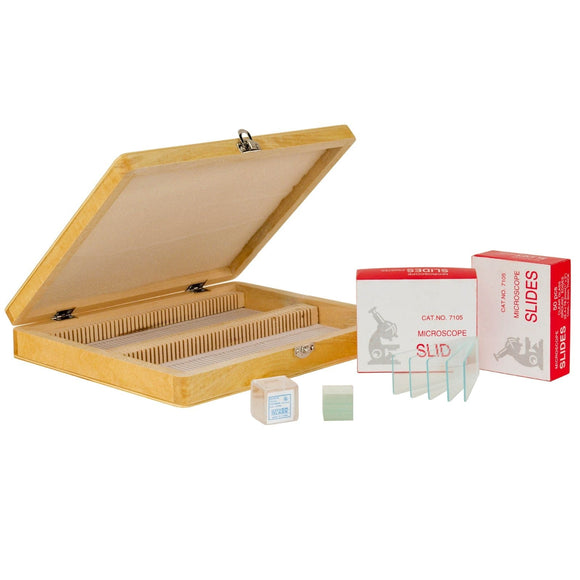 Amscope 100 Piece Blank Glass Slides & 100 Piece Glass Cover Slips - Comes in a Plastic box - Jacobs Digital