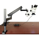 Omax 3.5x-90x Trinocular Zoom Microscope with Articulating Arm Boom Stand with 144 LED Ring Light - Jacobs Digital