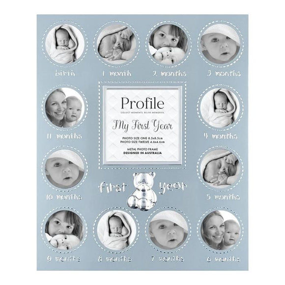 Profile First Year Blue Metal Baby Frame Metal Photo Frame - Jacobs Digital