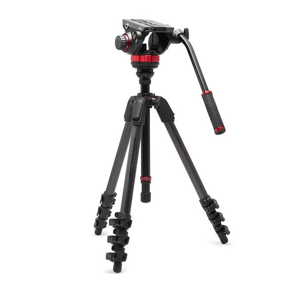 Manfrotto 502 Fluid Video Head And 055 Carbon 4 Section Camera Tripod