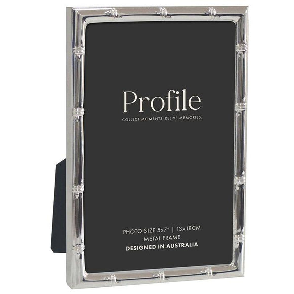 Profile Bamboo Silver Metal Frame 5x7 Metal Photoframe - Jacobs Digital