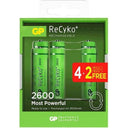 GP - Rechargeable 2600mAh - AA 4pk + 2 FREE