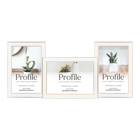 Profile Eternal White/rose Gold 4x6 Collage Three Photo Frame Metal - Jacobs Digital