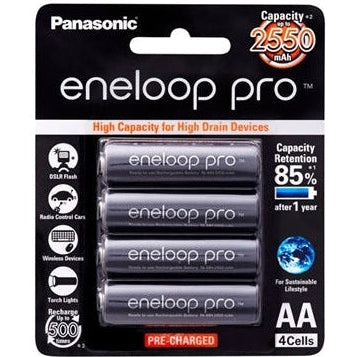 Panasonic Eneloop PRO AA 2500mAh Rechargeable Batteries 4 Pack