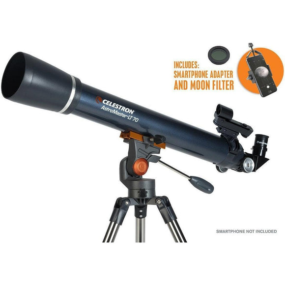 Celestron Astromaster LT 70AZ (900mm) Telescope w/Smartphone Adapter & Moon Filter - Jacobs Digital