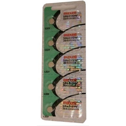 Maxell Silver Oxide Sr621Sw Watch Battery Button Cell 5 Pack - Jacobs Digital