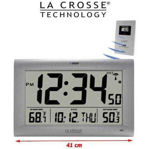 La Crosse Large Wall Clock with Outdoor Temperature