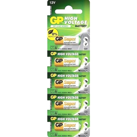 Gp Alkaline Battery A23 Lr23a 12v 5 Pack - Jacobs Digital