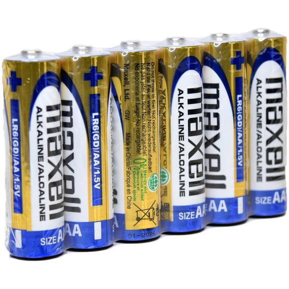 Maxell Alkaline Aa Size Bulk Six Batteries Pack In Shrink Wrap Packaging - Jacobs Digital