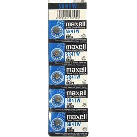 Maxell Silver Oxide Sr41w (392) Battery Button Cell 5 Pack - Jacobs Digital