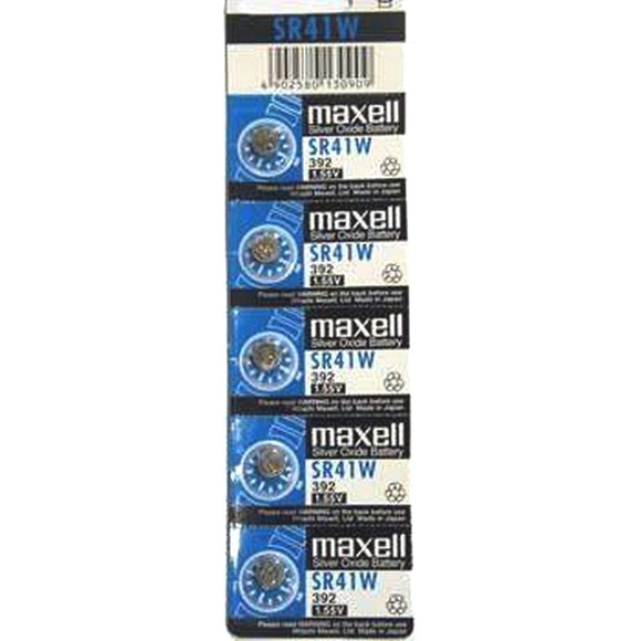 Maxell Silver Oxide Sr41w (392) Battery Button Cell 5 Pack
