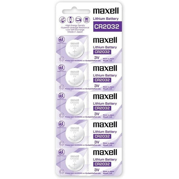 Maxell Lithium Battery Cr2032 3v Coin Cell 5 Pack