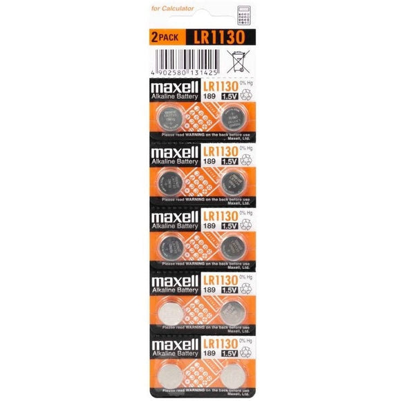 Maxell Alkaline Battery Lr1130 (Lr54) (Ag10) 10 Pack 1.5v - Jacobs Digital