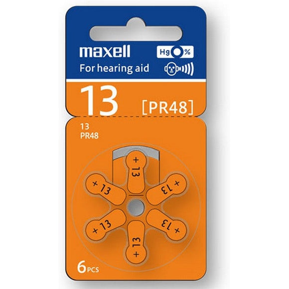 Maxell Hearing Aid Battery Za13 6 Pack