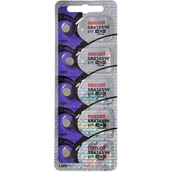Maxell Silver Oxide Sr626Sw Watch Battery Button Cell 5 Pack - Jacobs Digital