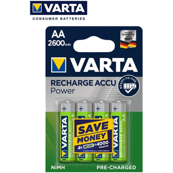 Varta Rechargeable Ni-mh 2600mah Aa 4pk Batteries - Jacobs Digital