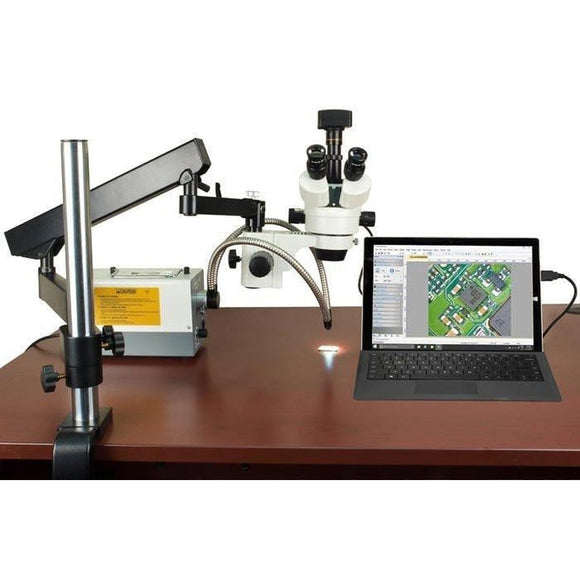 Omax 2.1x-270x 14MP USB3 Digital Zoom Stereo on Articulating Arm w/ 150W Ring & Dual Lights Microscope-Microscope-Jacobs Photo and Digital