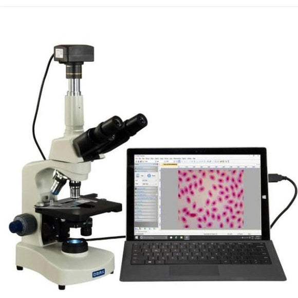 Omax 40-2500x Trinocular Phase Contrast Microscope w/ 5mp camera - Jacobs Digital